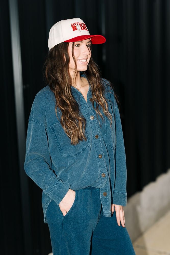 All Day Knit Denim Jacket Indigo ZJ231161 - Southern Soule Designs