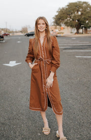 Amber Striped Detail Midi Dress with Belt MDR4471 - Southern Soule Designs