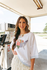 America Lace Detail Oversized T-Shirt IKT39818 - 03 - Southern Soule Designs