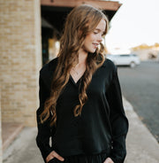 Ana Satin Top Black ZT254621 - Southern Soule Designs