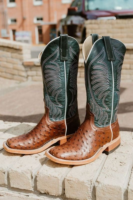 Anderson Bean Men's Kango Tobac Ostrich/Teal Fainting Goat S3004 - Southern Soule Designs