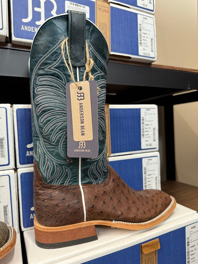 Anderson Bean Men's Kango Tobac Ostrich/Teal Fainting Goat S3004 - Southern Soule Designs