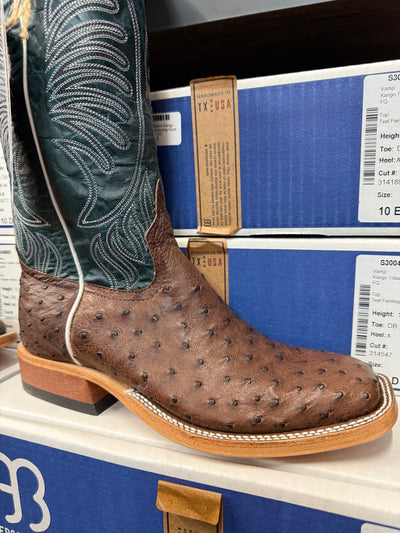 Anderson Bean Men's Kango Tobac Ostrich/Teal Fainting Goat S3004 - Southern Soule Designs