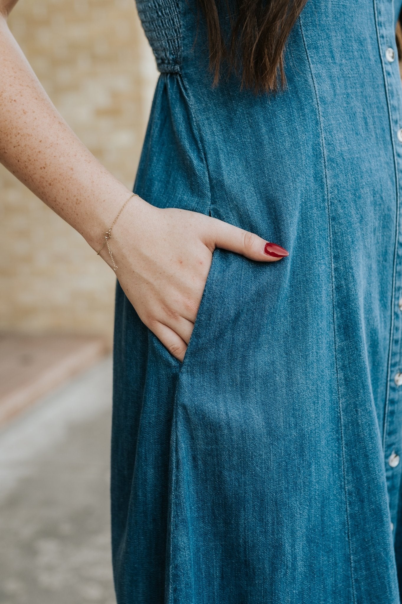 Angel Eyes Denim Midi Dress Medium Indigo ZD253467 - Southern Soule Designs