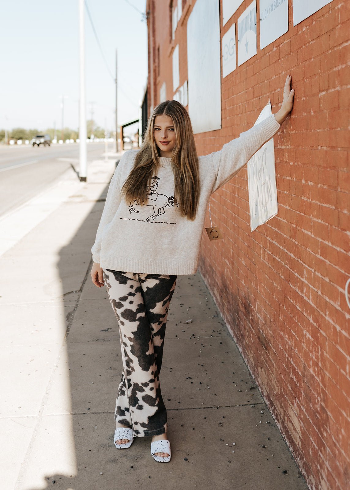 Annie Cow Print Twill Pants PSP1334 - 3 - Southern Soule Designs