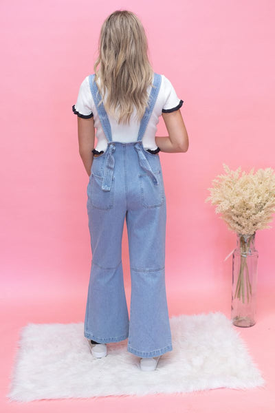 Denim Wide Leg Overalls