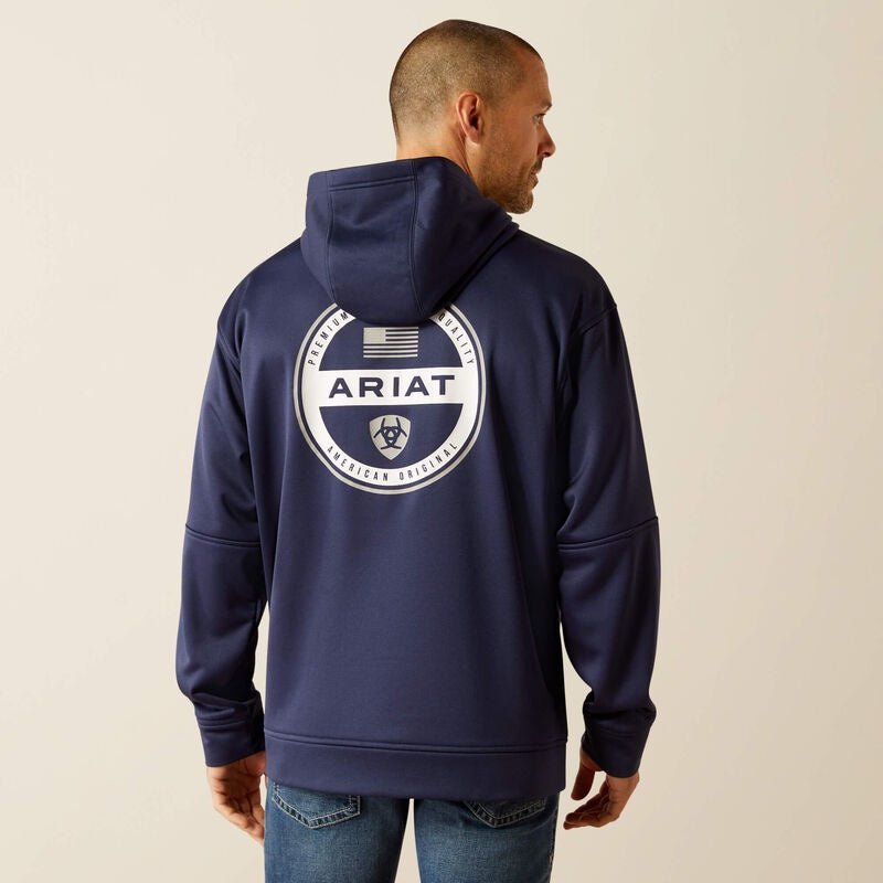 Ariat 10052518 Tek Fleece 2.0 American Circle Hoodie Navy Heather - Southern Soule Designs