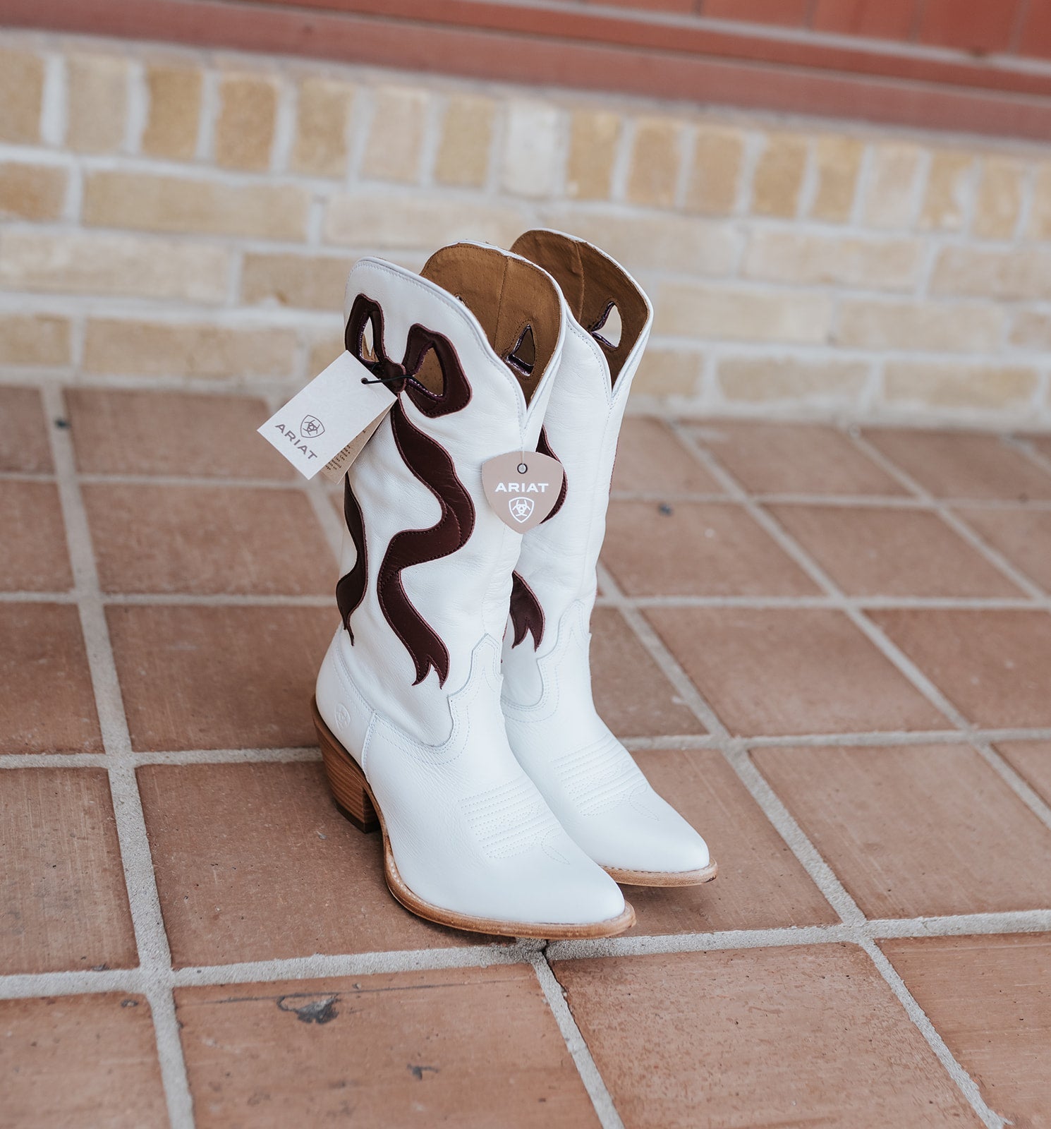Ariat Beaux J Toe Western Boot Pearl/Maroon - 10080309 - Southern Soule Designs