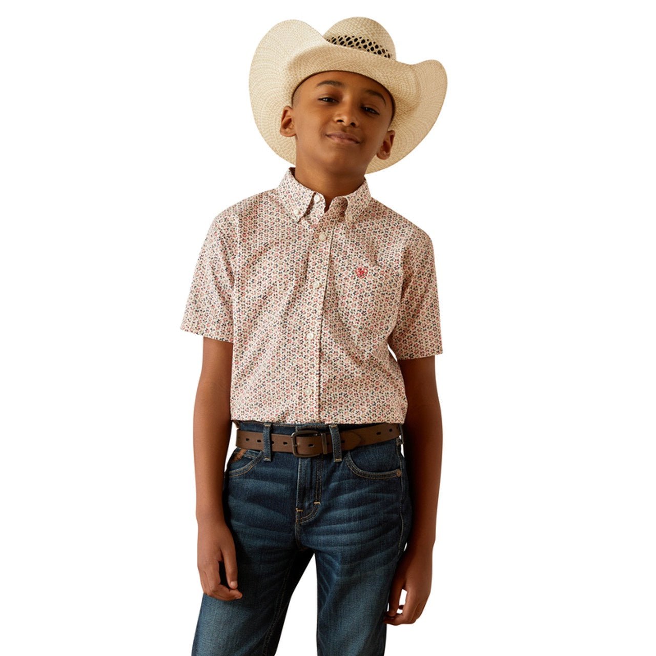 Ariat Boys Chapman Short Sleeve Shirt Red 10054781 - Southern Soule Designs