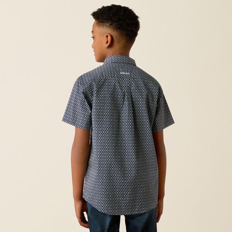 Ariat Boys Clark Classic Fit Short Sleeve Shirt Navy 10054780 - Southern Soule Designs