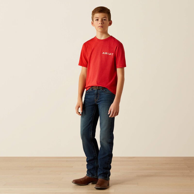 Ariat Boys Original Flag Scope Tee Red Heather 10054067 - Southern Soule Designs