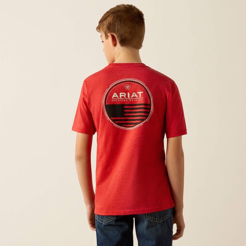 Ariat Boys Original Flag Scope Tee Red Heather 10054067 - Southern Soule Designs