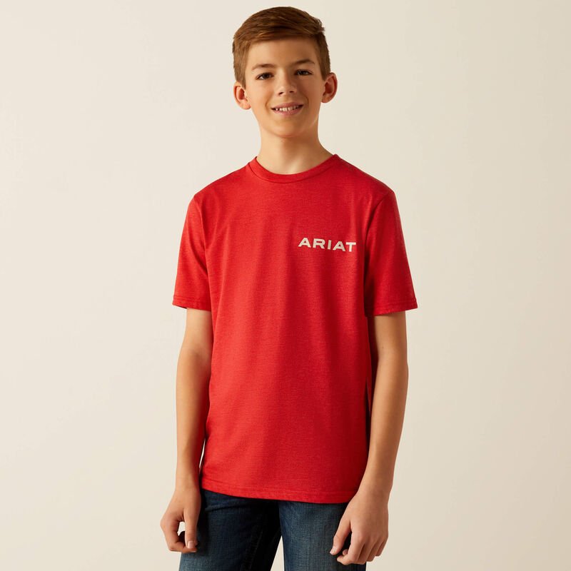 Ariat Boys Original Flag Scope Tee Red Heather 10054067 - Southern Soule Designs