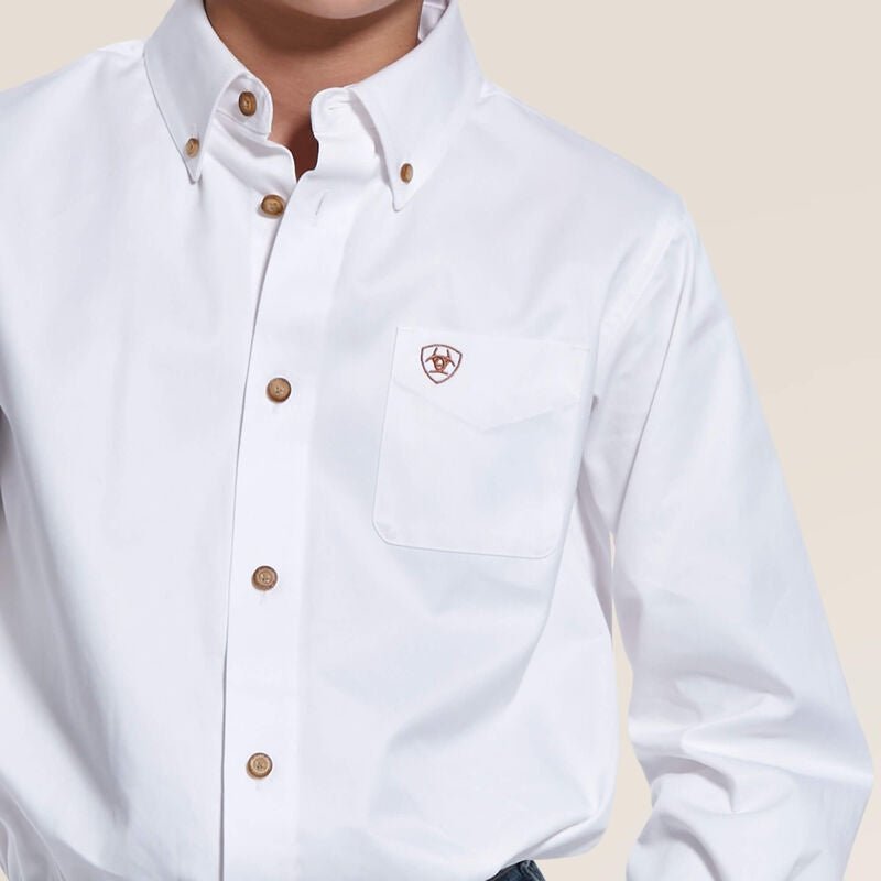 Ariat Boys Solid Twill LS White 10030162 - Southern Soule Designs