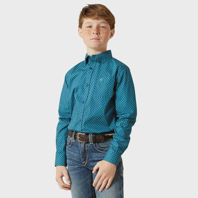 Ariat Boys Tyce Long Sleeve Shirt Dark Teal 10065986 - Southern Soule Designs