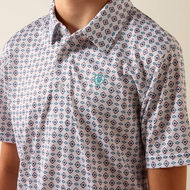 Ariat Boys White Southwest Triangle Polo 10073489 - Southern Soule Designs