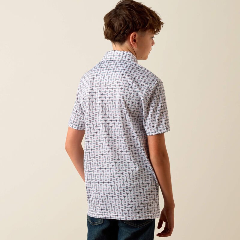 Ariat Boys White Southwest Triangle Polo 10073489 - Southern Soule Designs