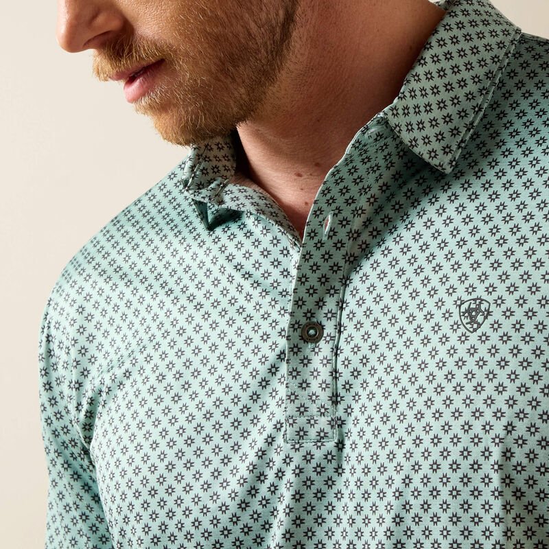 Ariat Men's All Over Beach Glass Southwest Diamond Polo 10073585 - Southern Soule Designs