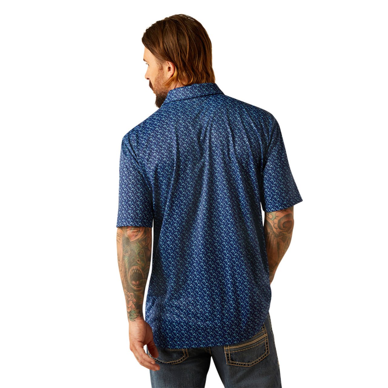 Ariat Men's All Over Print Polo Blue Depths 10055188 - Southern Soule Designs