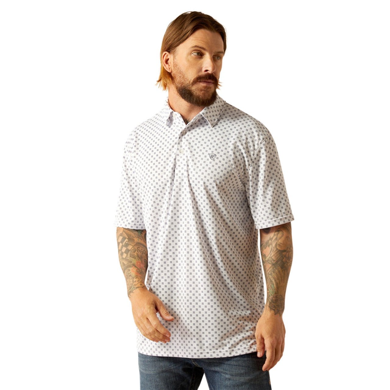 Ariat Men's All Over Print Polo White Geo 10055186 - Southern Soule Designs