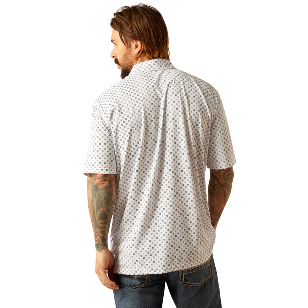 Ariat Men's All Over Print Polo White Geo 10055186 - Southern Soule Designs
