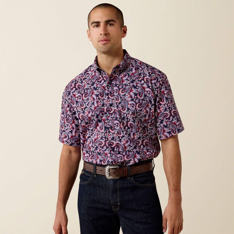 Ariat Men's Bennie Evening Blue Paisley Print Classic Shirt 10073590 - Southern Soule Designs