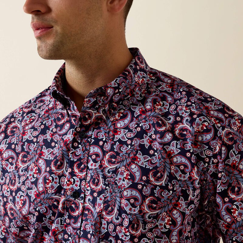 Ariat Men's Bennie Evening Blue Paisley Print Classic Shirt 10073590 - Southern Soule Designs