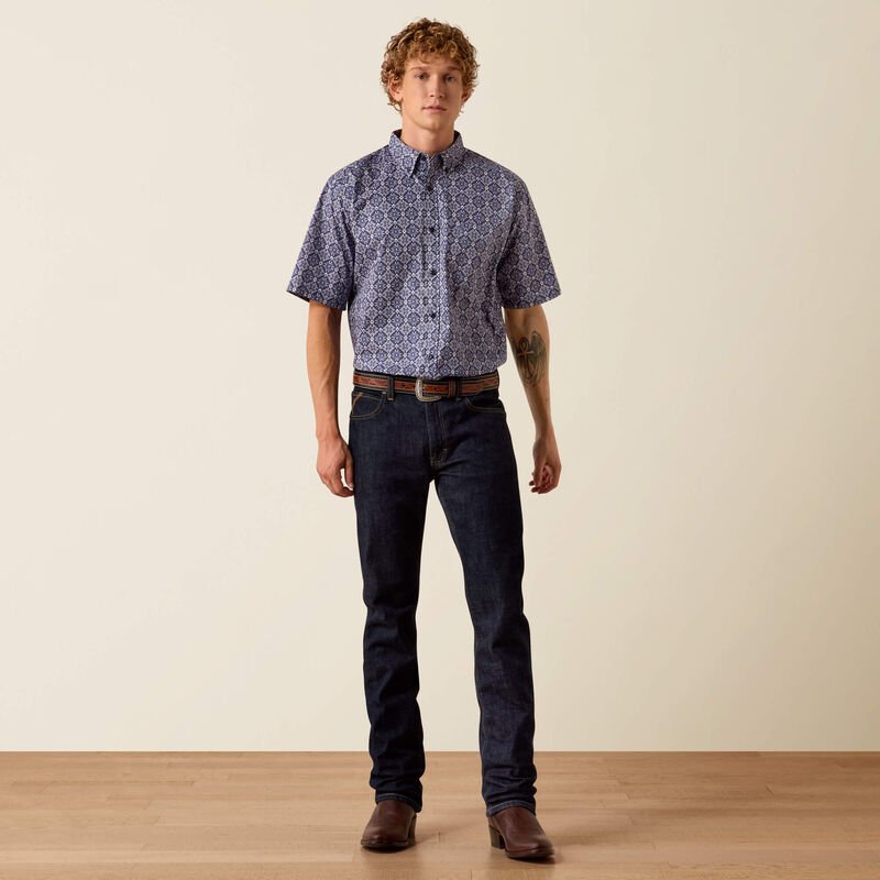 Ariat Men's Bill Evening Blue Medallion Print Classic Shirt 10073524 - Southern Soule Designs
