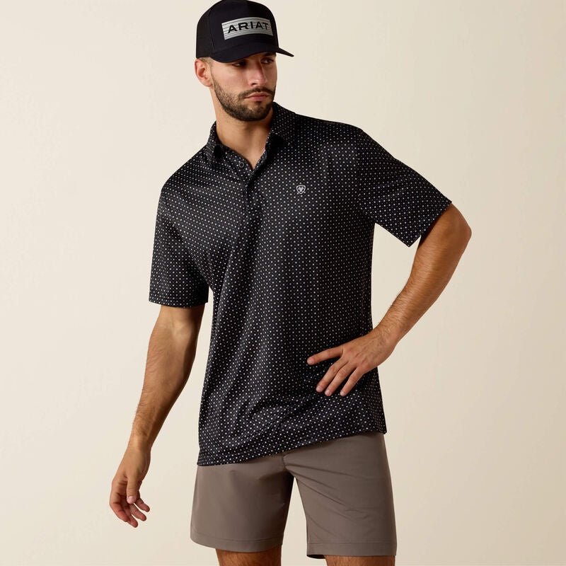 Ariat Men's Black Mini Star Print Polo 10073472 - Southern Soule Designs