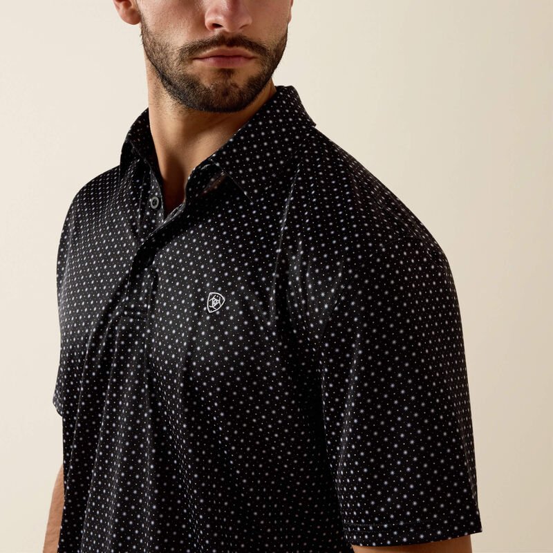 Ariat Men's Black Mini Star Print Polo 10073472 - Southern Soule Designs
