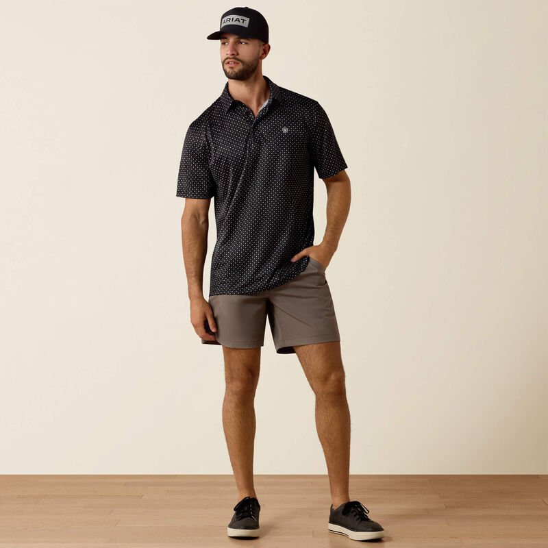 Ariat Men's Black Mini Star Print Polo 10073472 - Southern Soule Designs