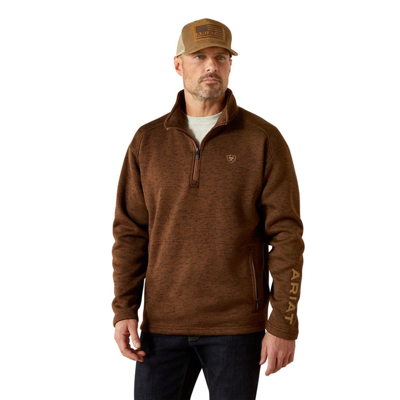 Ariat Men's Caldwell Logo 1/4 Zip Sweater Carafe 10062619 - Southern Soule Designs