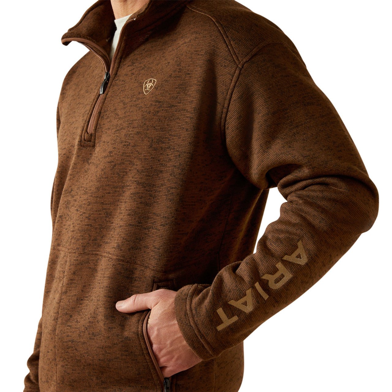 Ariat Men's Caldwell Logo 1/4 Zip Sweater Carafe 10062619 - Southern Soule Designs