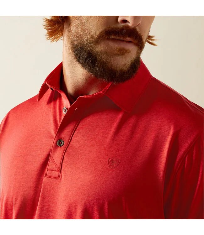 Ariat Men's charger 2.0 Fitted Polo Haute Red 10055234 - Southern Soule Designs