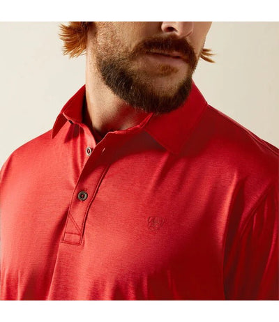 Ariat Men's charger 2.0 Fitted Polo Haute Red 10055234 - Southern Soule Designs