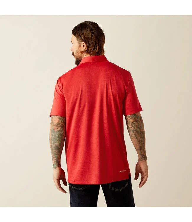 Ariat Men's charger 2.0 Fitted Polo Haute Red 10055234 - Southern Soule Designs