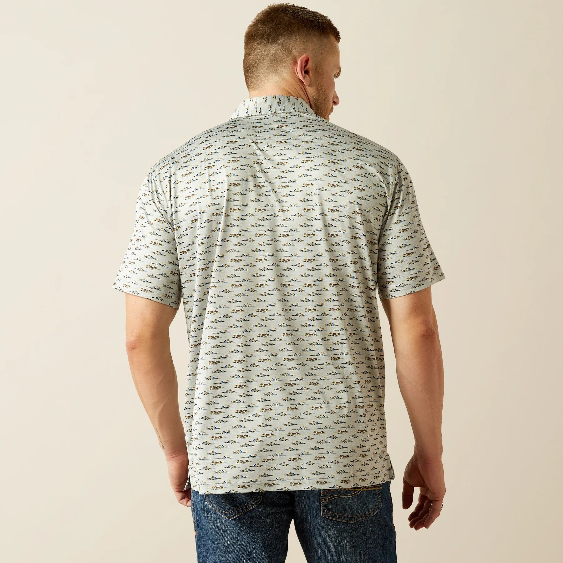 Ariat Men's Charger 2.0 Print Polo Grey 10054868 - Southern Soule Designs