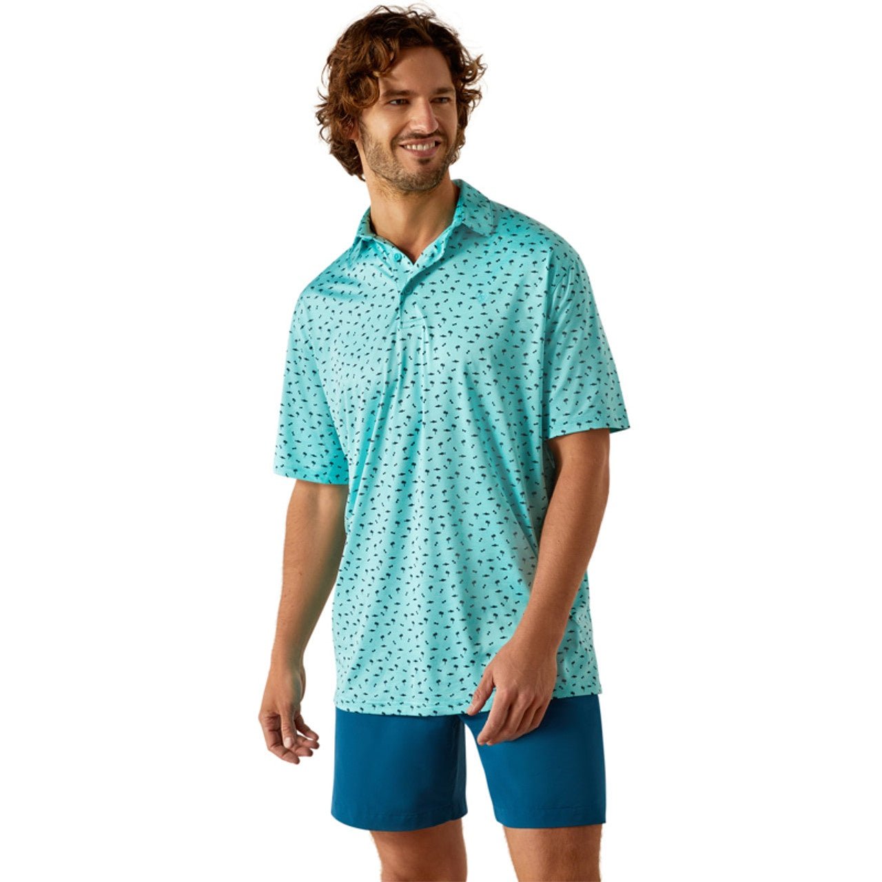 Ariat Men's Charger 2.0 Print Short Sleeve Polo Aqua 10054867 - Southern Soule Designs