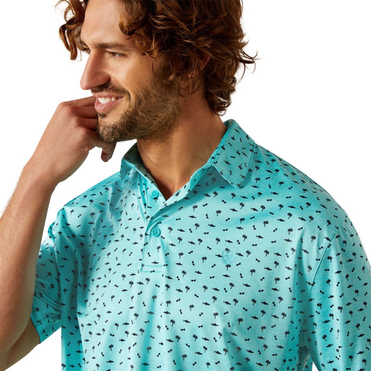 Ariat Men's Charger 2.0 Print Short Sleeve Polo Aqua 10054867 - Southern Soule Designs