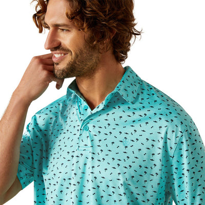 Ariat Men's Charger 2.0 Print Short Sleeve Polo Aqua 10054867 - Southern Soule Designs