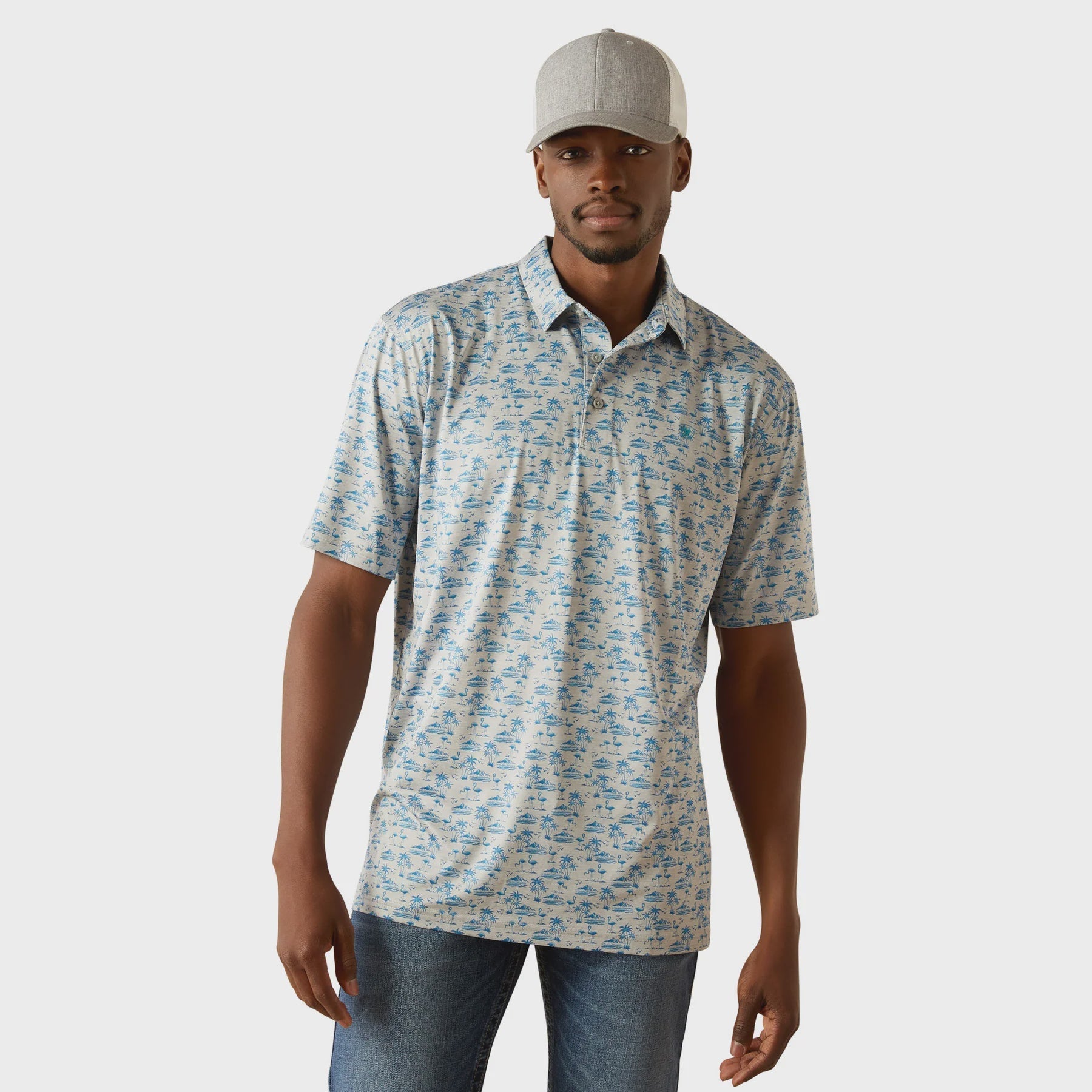 Ariat Men's Charger 2.0 Printed Polo Grey Heather 10058846 - Southern Soule Designs