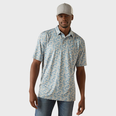 Ariat Men's Charger 2.0 Printed Polo Grey Heather 10058846 - Southern Soule Designs