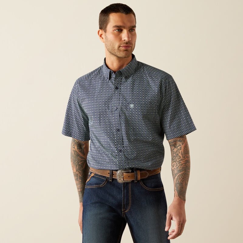 Ariat Men's Clark Classic Fit Short Sleeve Shirt Navy 10054817 - Southern Soule Designs