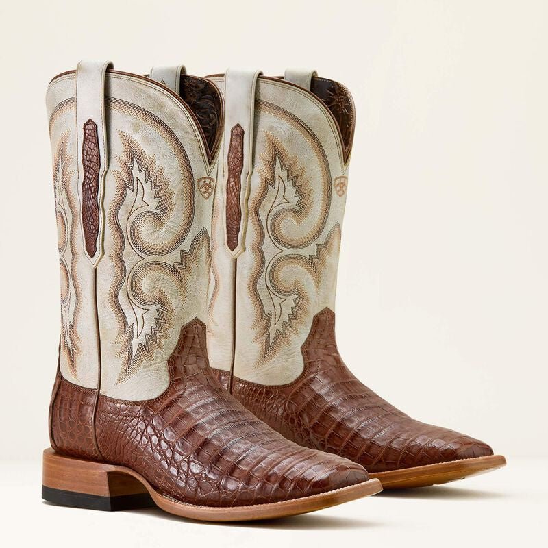 Ariat Men's Classic Callen Wide Square Toe Boot Whiskey Caiman |Warm Taupe 10063773 - Southern Soule Designs
