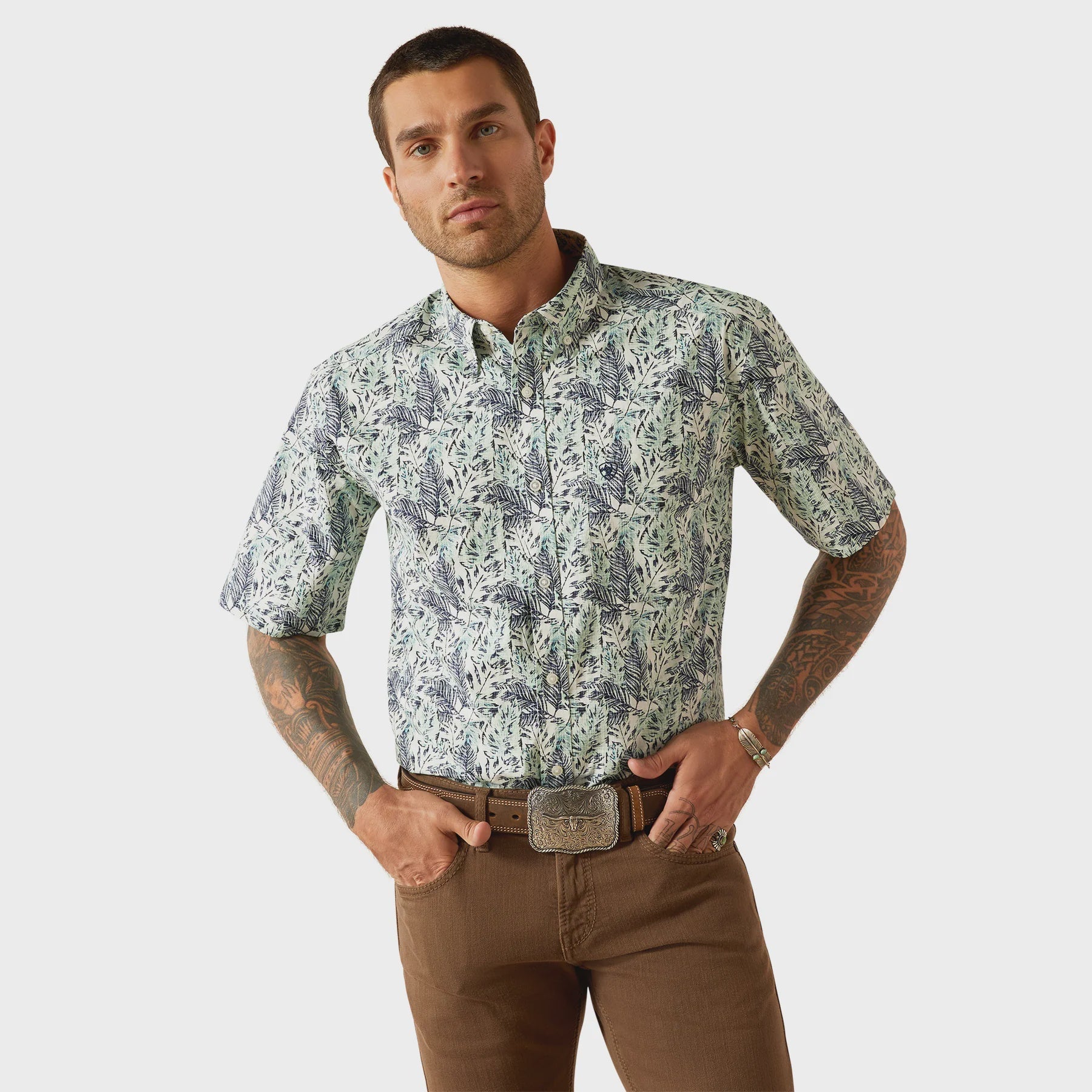 Ariat Men's Cyrus Short Sleeve Shirt Mint 10054820 - Southern Soule Designs