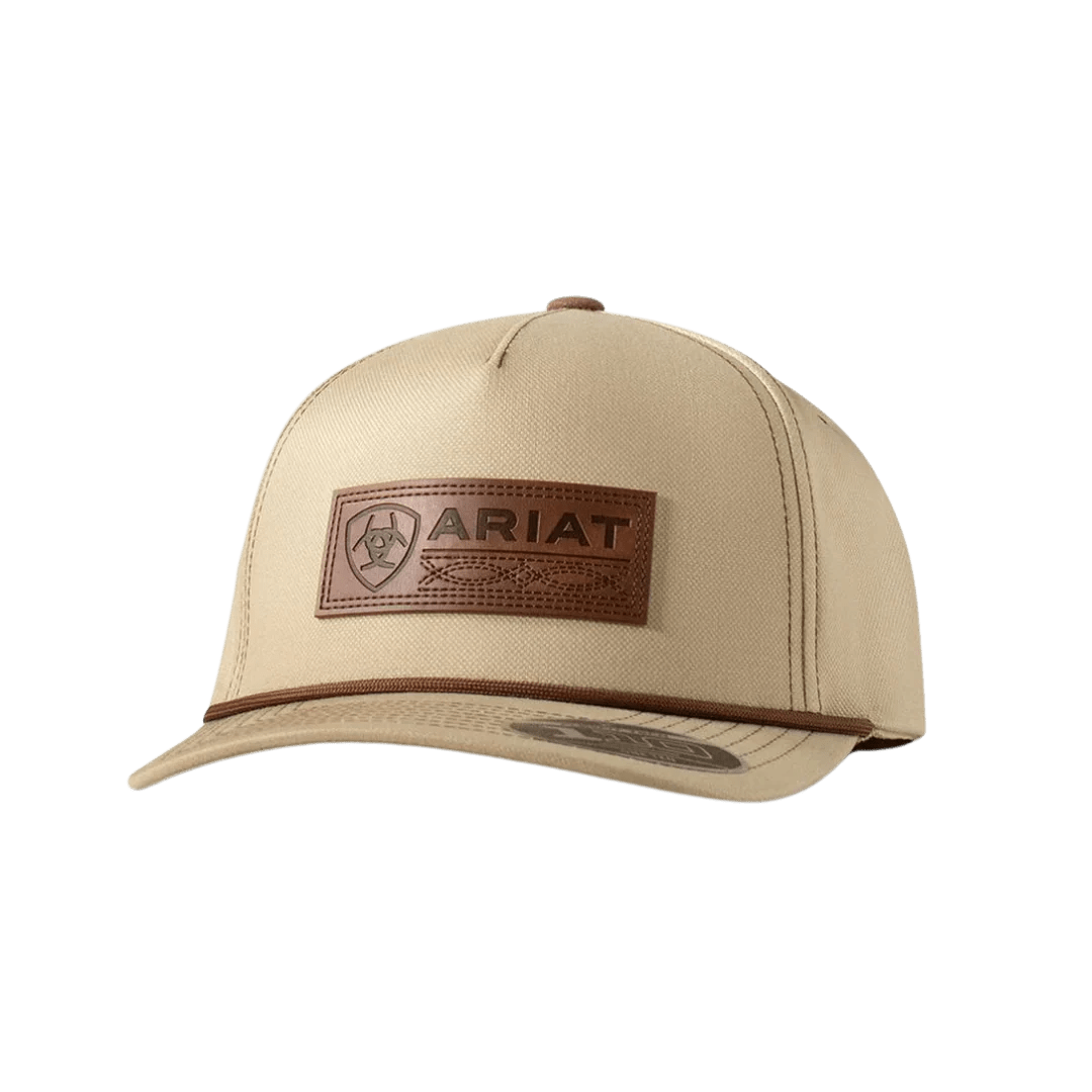 Ariat Men's FlexFit 110 Cap Faux Leather Patch Khaki A3000903146 - Southern Soule Designs