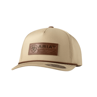 Ariat Men's FlexFit 110 Cap Faux Leather Patch Khaki A3000903146 - Southern Soule Designs