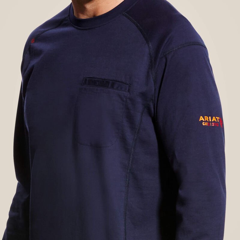 Ariat Men's FR Air Crew Long Sleeve T-Shirt Navy 10022327 - Southern Soule Designs