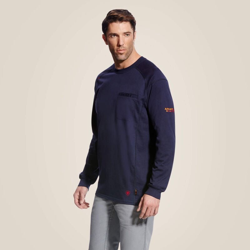 Ariat Men's FR Air Crew Long Sleeve T-Shirt Navy 10022327 - Southern Soule Designs
