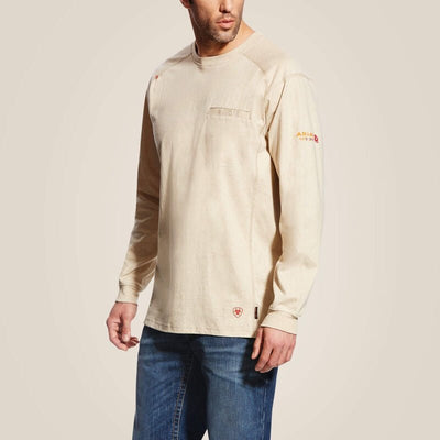 Ariat Men's FR Air Crew Long Sleeve T-Shirt Sand Heather 10022328 - Southern Soule Designs